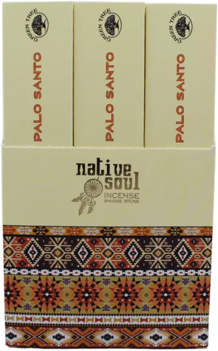 Native Soul Palo Santo Incense Smudge Sticks by Green Tree (Retail Box, 12 Packs)