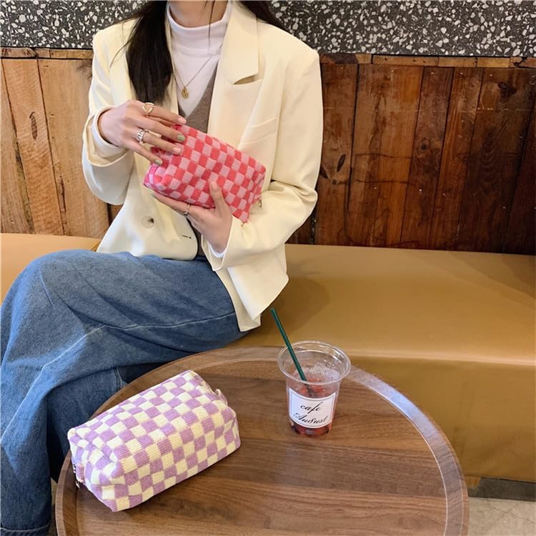 PAZIMIIK Checkered Makeup Bag for Purse Portable Zipper Make Up Pouch Small Cosmetic Case for Travel Accessories (6PCS Colorful) - Image 6