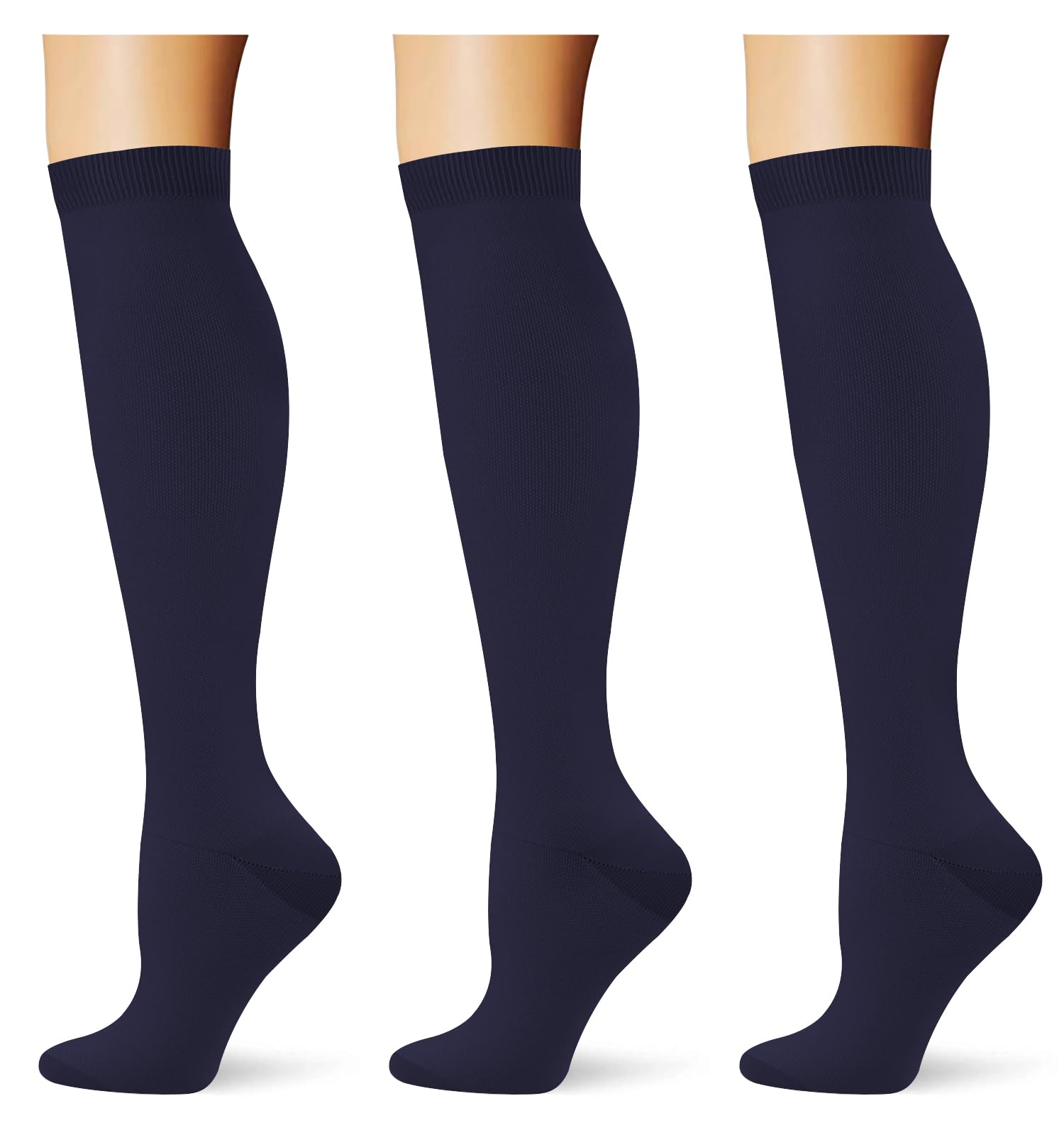 (3 pairs) Compression Socks 20-30 mmHg Long Knee High Socks for Women Men Support Athletic Travel Daily Wear
