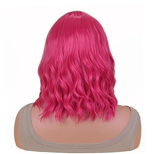 Miniatura 10 de incohair Pelucas cortas rizadas en blanco y negro con flequillo para mujer, pelucas de pelo sintético ondulado natural para Halloween, fiesta de