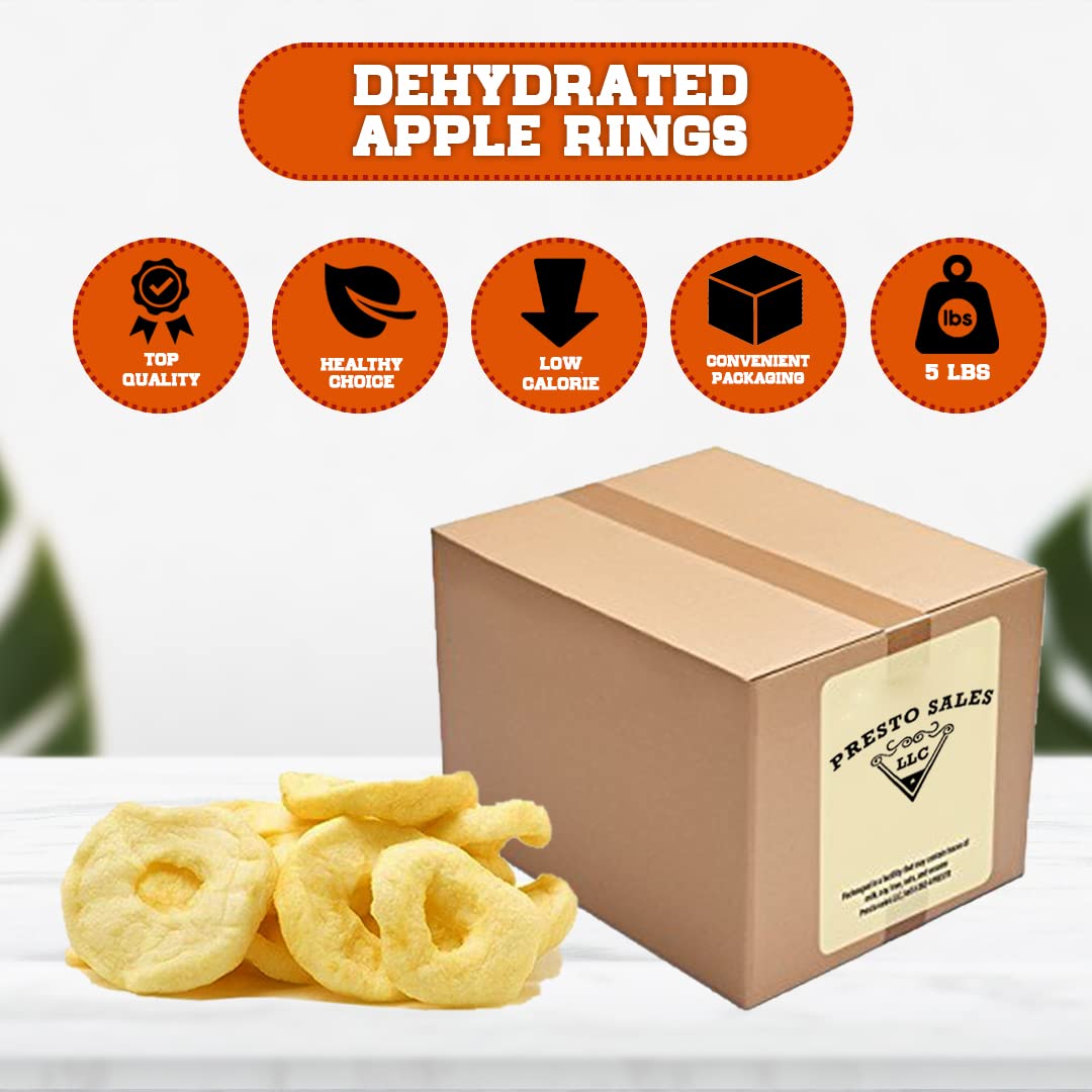 Presto Sales Apple Rings, Fresh Fancy Dehydrated 80 oz. | Mess-Free Snack, Delicious, Versatile, Sweet and Tasty, Packed in a Convenient Box | Resealable 5 lbs. Box