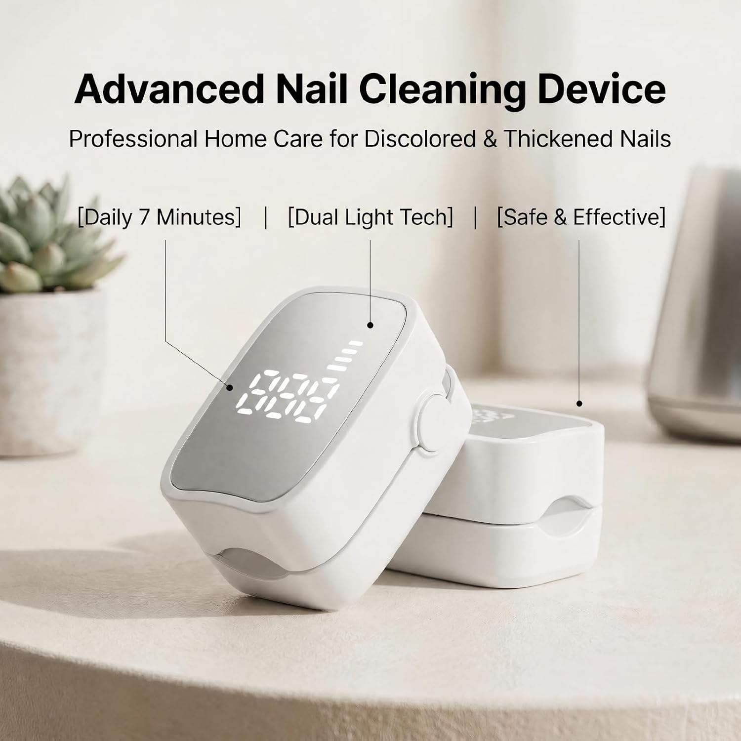 LED Nail Care Light Device for Thick Toenails & Fingernails, White