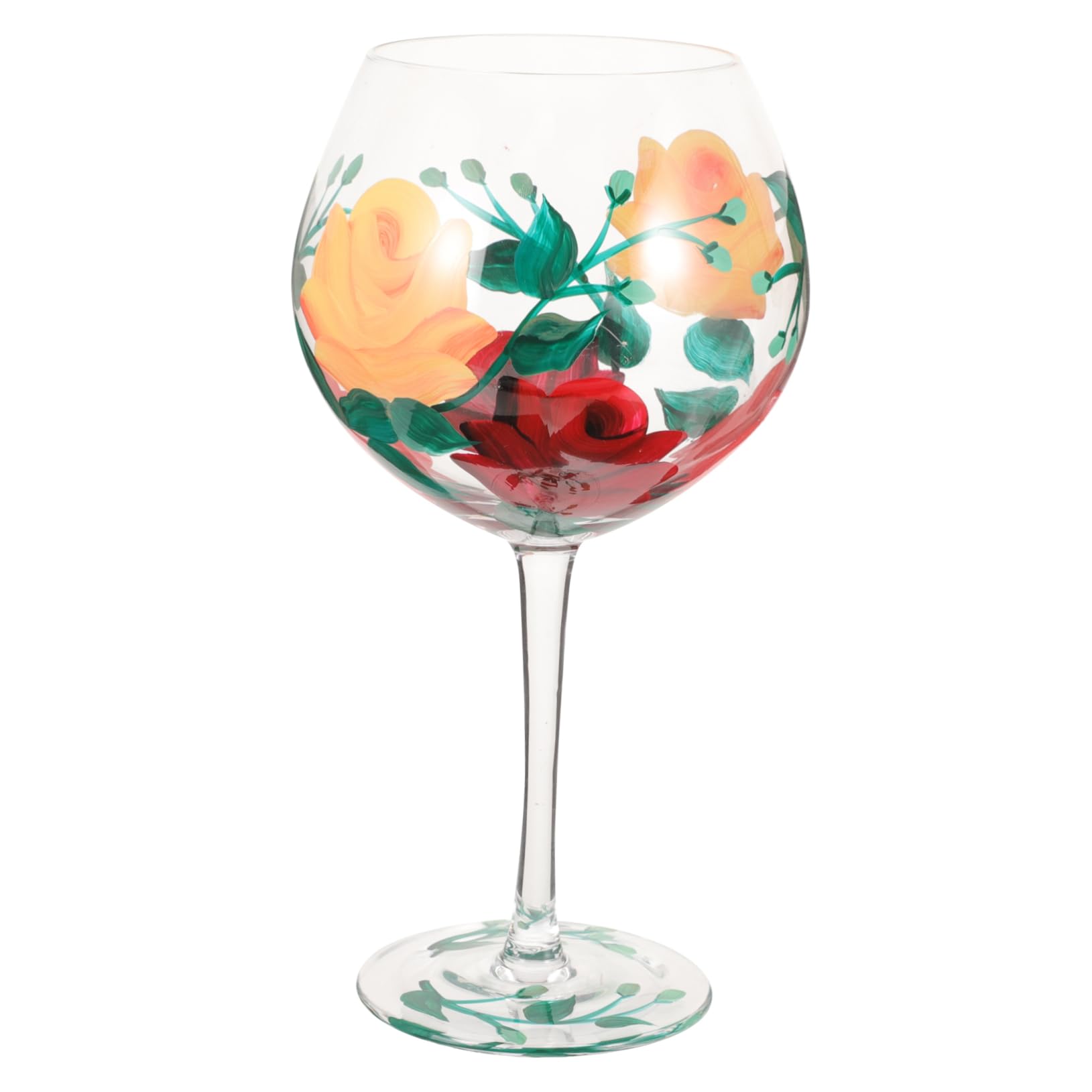 Verre à vin imprimé à la main Cabilock avec roses élégantes