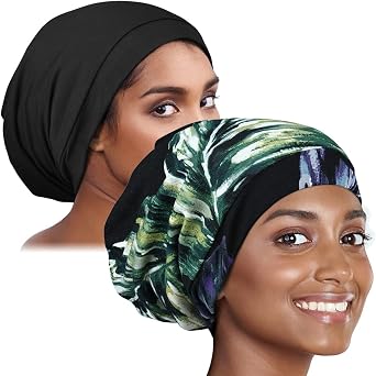 Alnorm Stay on Sleep Cap Satin Hair Wrap Adjustable Protect Curls Hat