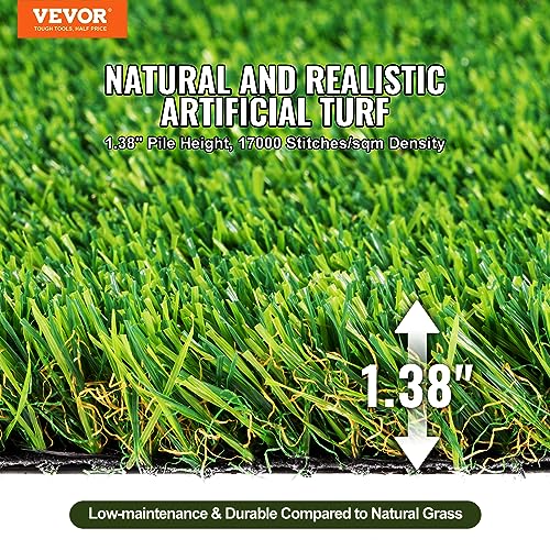 VEVOR Artifical Grass Turf, 6 x 10 ft Thick Grass Rug Indoor Outdoor, 1.38" Realistic Synthetic Grass Mat with Drainage Holes, Perfect for Patio Garden Lawn Home Backyard Dog Mats by VEVOR - Image 2