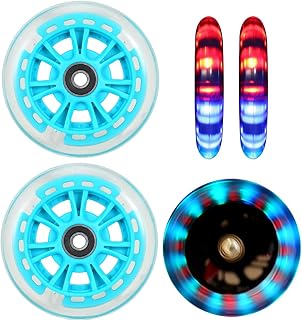 Kutrick 100mm LED Light Up Scooter Wheels 100mm Replacement Pair with ABEC-9 Bearing for Razor Scooter