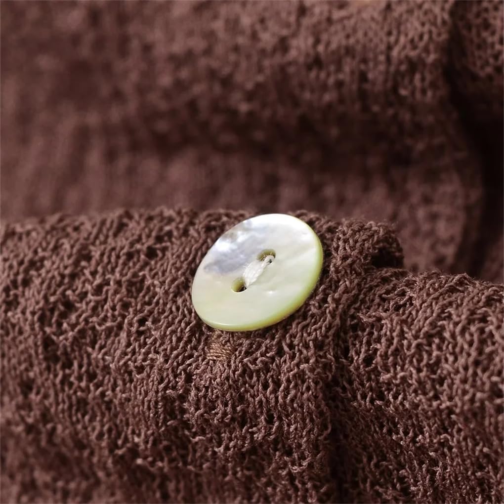 Women Lazy Style Round Neck Long Sleeve Sweater Single Breasted Knitted Cardigan Top Thin and Soft Coat