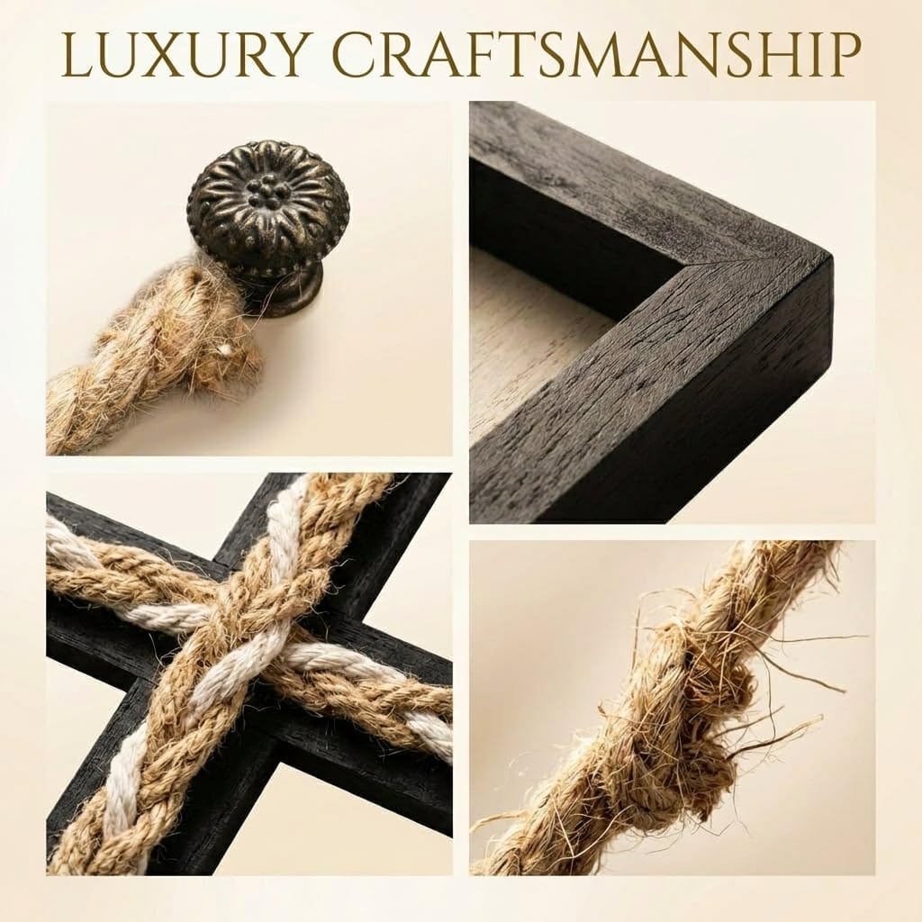 A Cord of Three Strands Wedding Ceremony Sign Elegant Trinity Braid Cross for Marriage Unity Symbolic Unity Rope 15×10in ideal for Wedding Ceremonies Christian Marriage Anniversary & Home Décor - Black