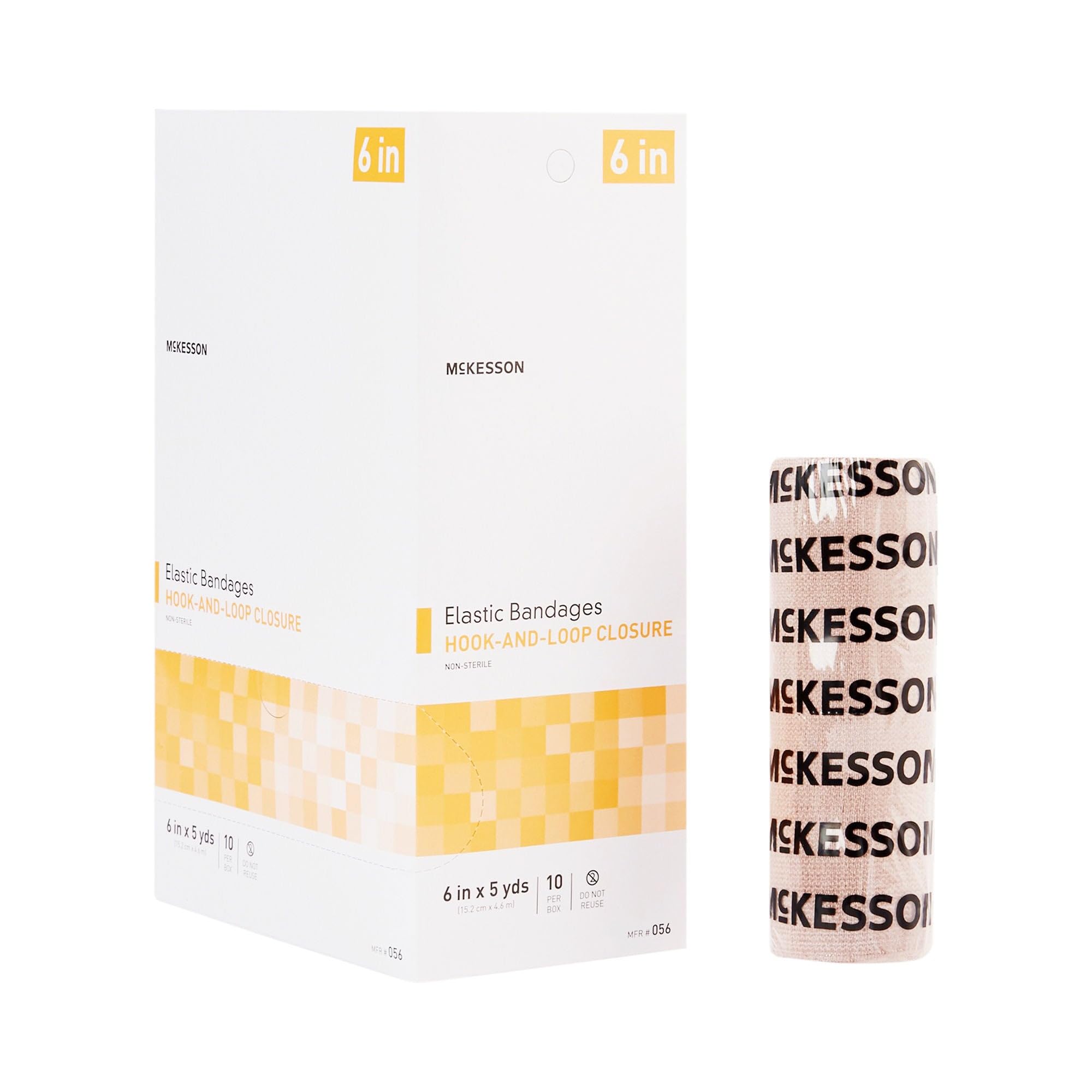 McKesson Elastische Bandage mit Klettverschluss, latexfreie Kompressionsbandage, 15,2 cm x 4,5 m, 10 Stück, 1 Packung