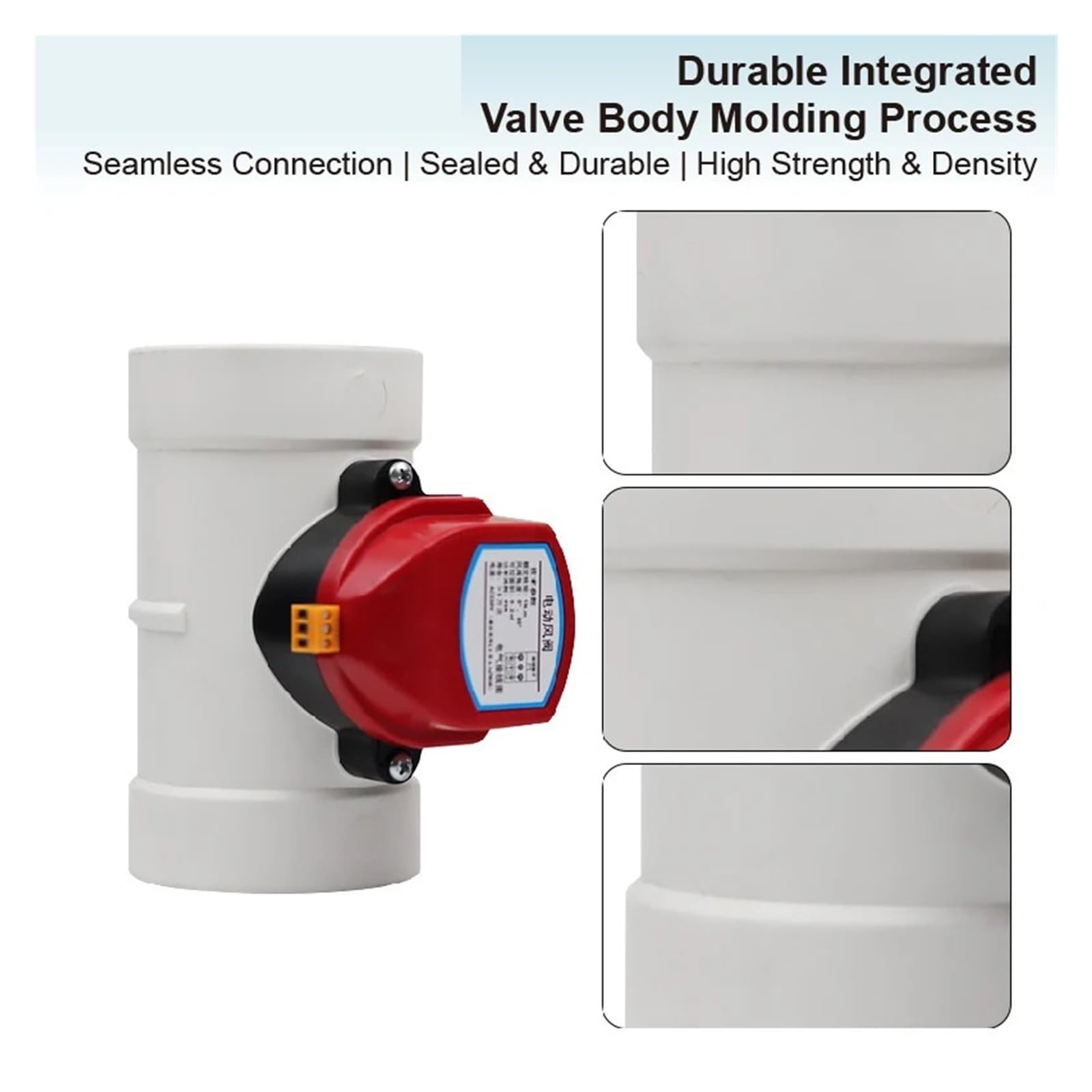 Actionneur pour vanne d'air vanne de porte d'air électrique PVC AC220V DC24V DC12V ID 51mm/63mm/75mm/110mm interrupteur contrôle flux fermeture conduit (63mm-24V-1n.m)