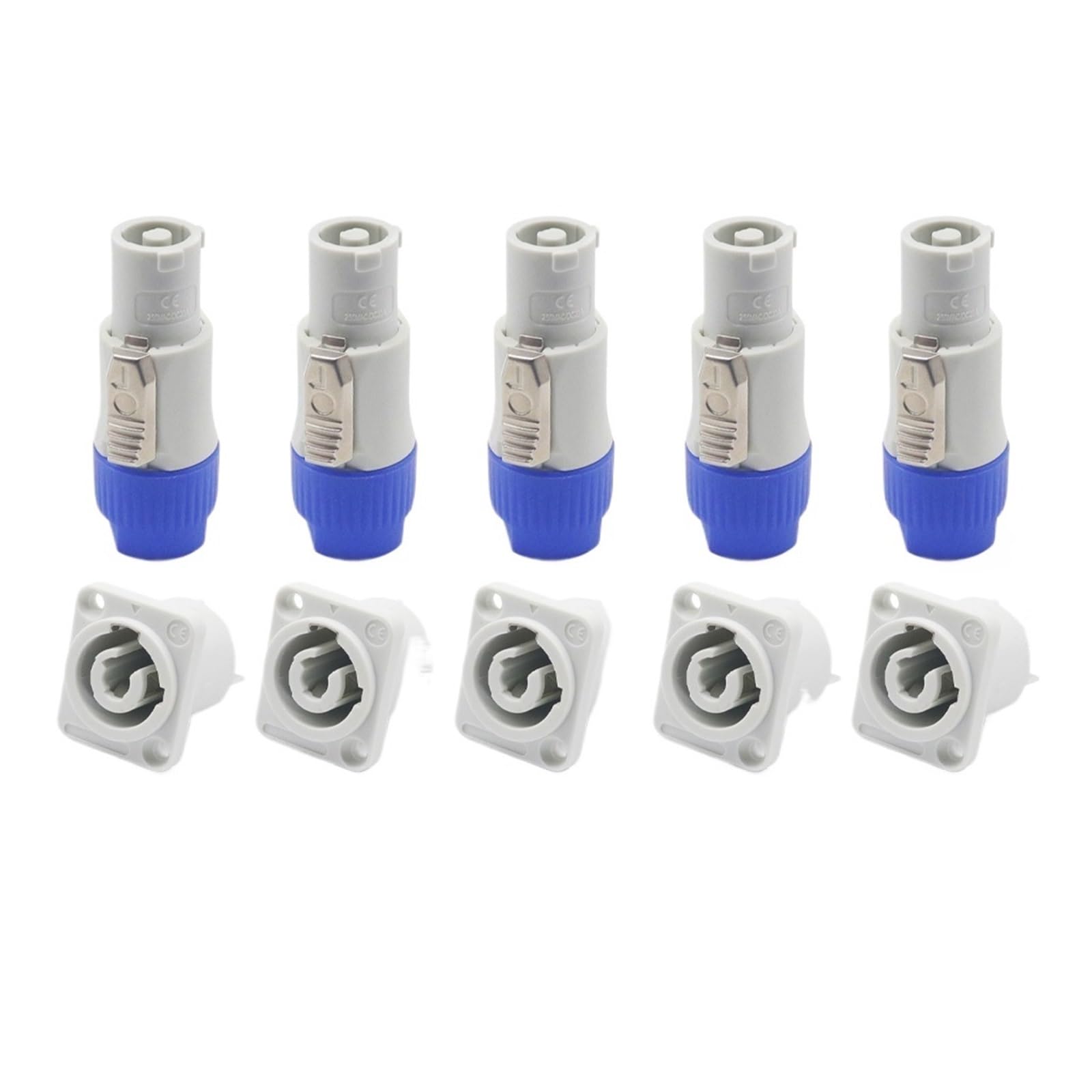 Conector de cable bloqueable + toma de chasis for taladro eléctrico Pantalla LED Iluminación de escenario Conexión de energía(3pins white 5set)