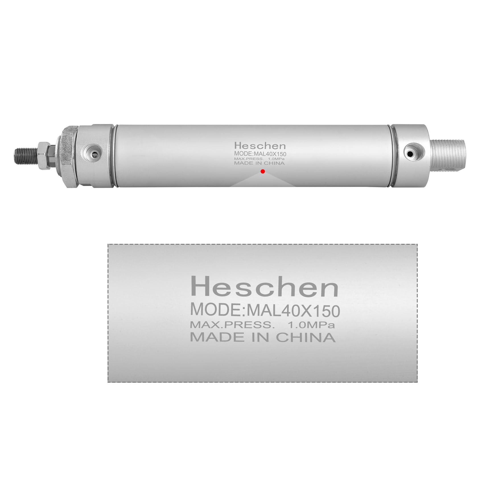 Heschen Vérin pneumatique Mince, Mal 40-150, PT1/4'' Port, Alésage 40mm, Course 150mm, Double Effet