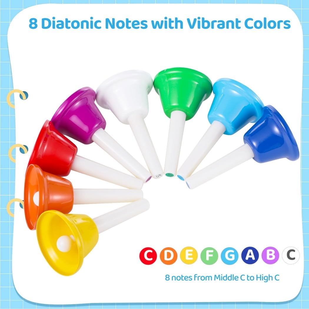Colorful Metal Hand 8, Bells Bells for Diatonic Note Middle F, to Church, Handbells, Party Sure Little Handbells, Isochronous A, Reams Brilliant Series Special Students