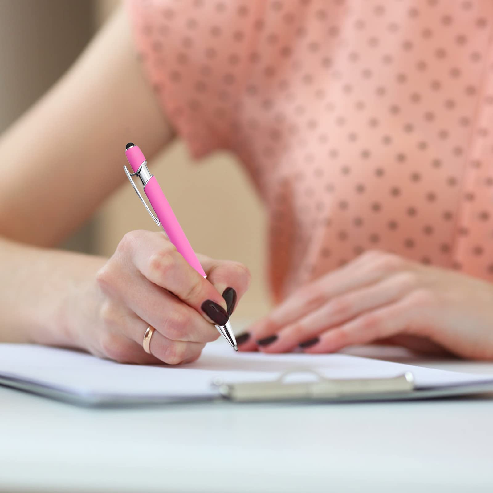 PASISIBICK 12 Pieces Pink Ballpoint Pen with Stylus Tip 2 in 1 Stylus Stylish Pen Premium Metal Stylus — view 5