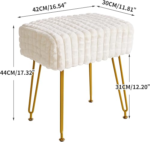 Miniatura 3 de IBUYKE Otomán Taburete Reposapiés Rectangular, Taburete de Tocador de Maquillaje Mesa Auxiliar, Asiento de Terciopelo para Tocador, Silla