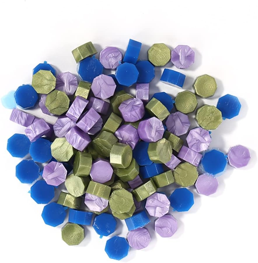 100pcs Retro Octagon Wax Seal Beans Stamp Beads for DIY Vintage Craft Wedding Envelope Wax Seal Ancient Sealing Wax Stamp Making
