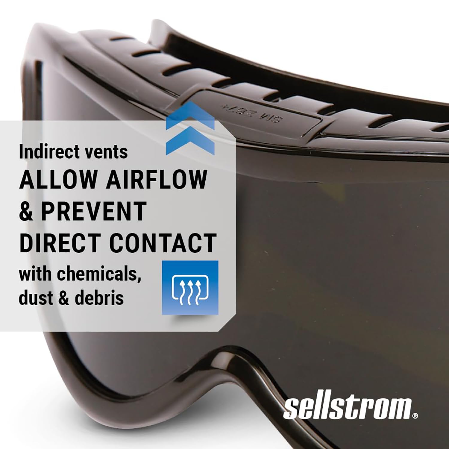 Sellstrom Flexible, Impact Resistant Odyssey II Protective Safety Goggle for Cutting/Grinding, Indirect Vents, Adjustable FR Strap, High Temperature Black Frame, Shade 5 IR/UV Lens, S80210