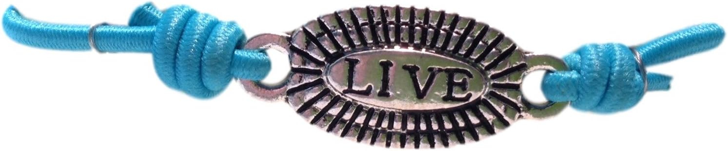 JB Vintage Inspirational 2 Sided 'Live Celebrate' Light Blue Stretch Bracelet