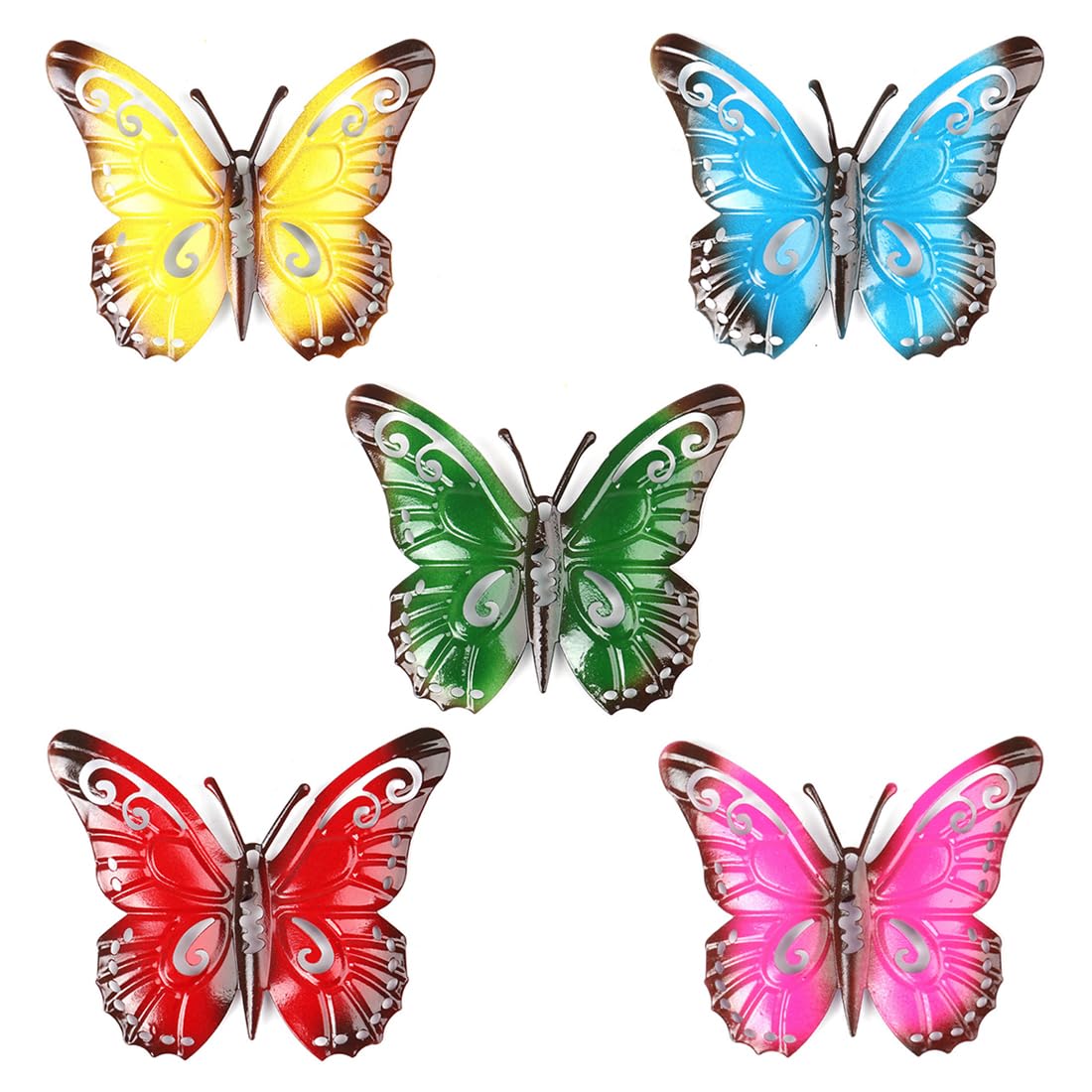ZXUPOI 5 Pcs Mariposas de Metal Grandes para Exteriores Decoraciones de Jardín Arte de Pared de Mariposa de Metal para Exteriores Vallas Cobertizos Paredes 27 x 22 cm