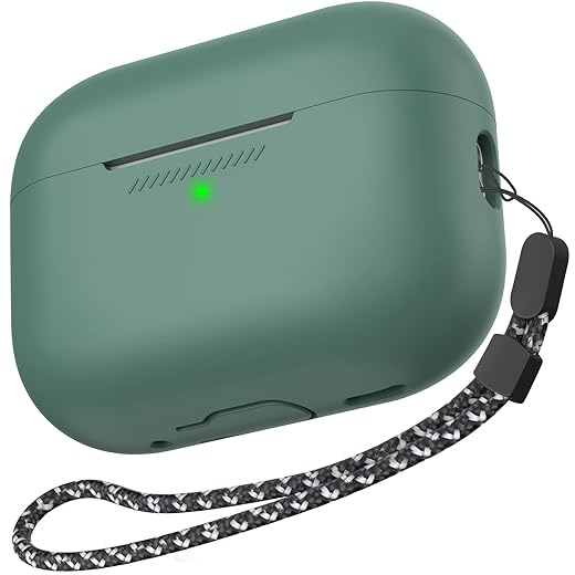 Ahastyle cover per airpods pro 2 custodia protettiva in silicone [led anteriore visibile] compatìbile con apple 2022 airpods pro 2 generazione (pino verde)