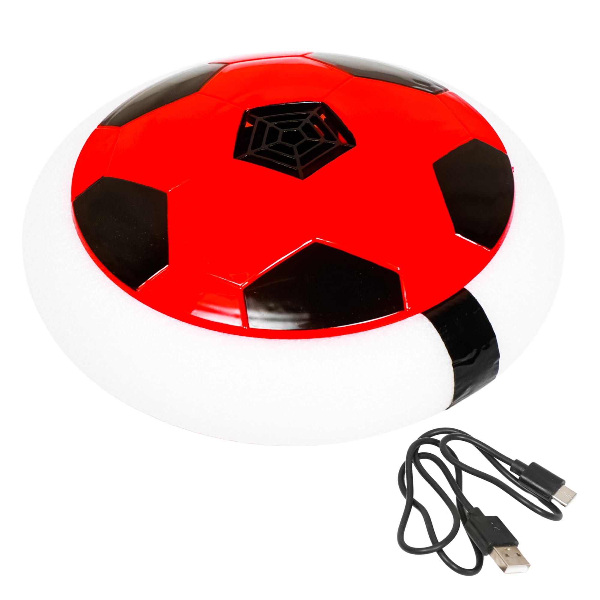 PN AVAN Hover Football Indoor Electric Floating Balls Smart Air Football | Fun Game for Kids Toys for Boys and Girls Birthday Gift (Rechargeable C Type pin Red)