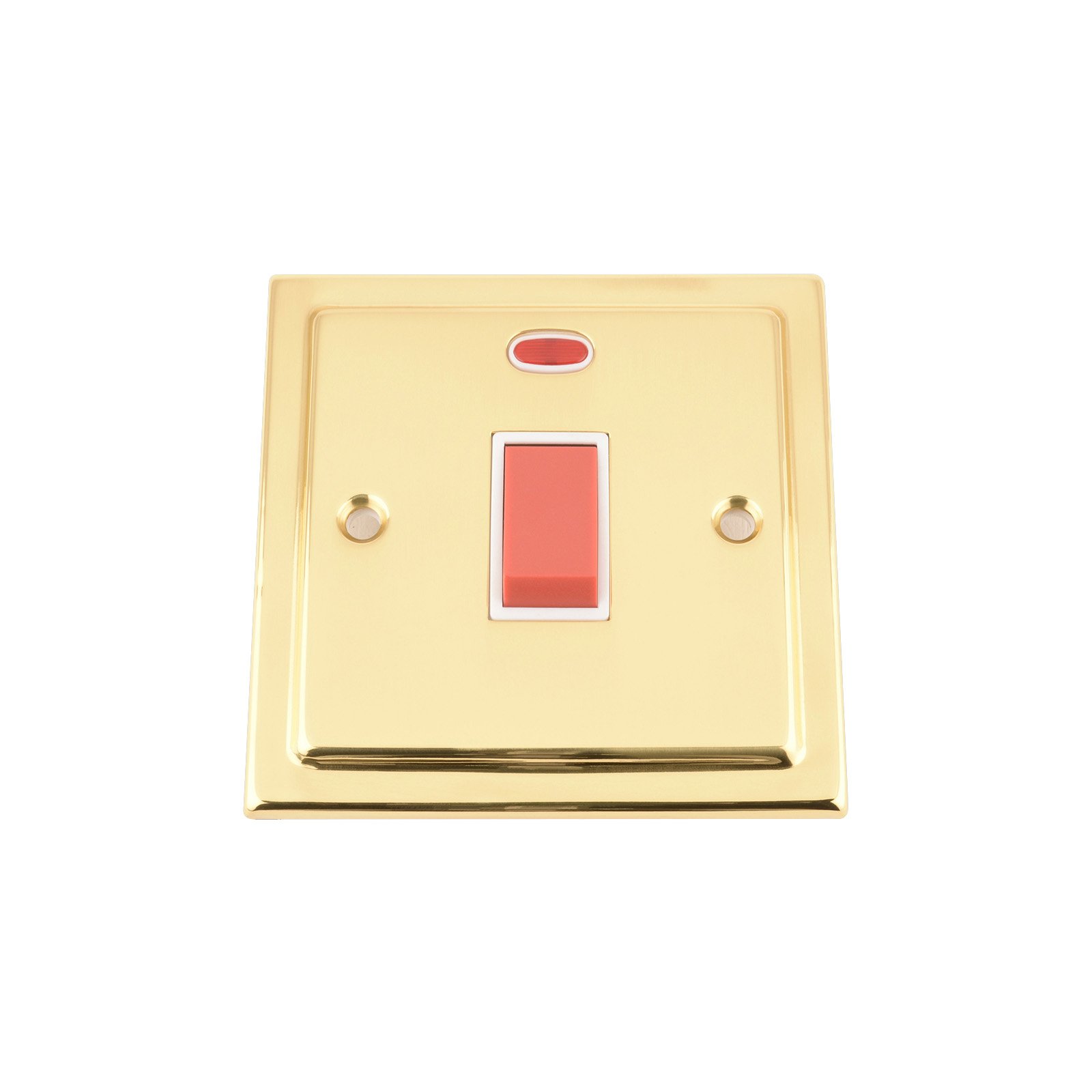 A5 Products White Cooker Oven Switch W/Neon 45 Amp - Victorian Polished Brass - Insert