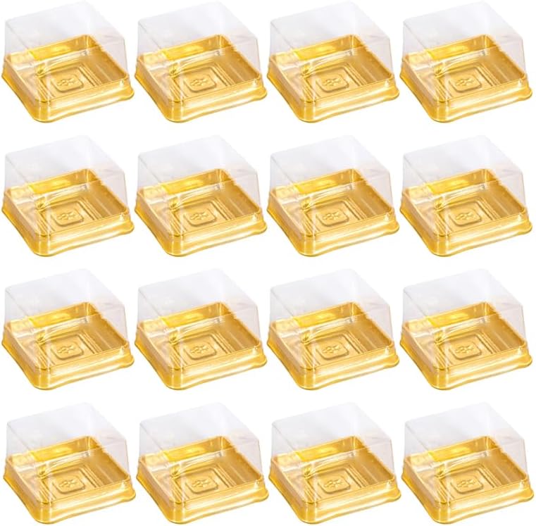 Miniatura 9 de DOITOOL 100 unidades de mini recipientes individuales para cupcakes, embalaje de pastel de luna, cajas de plástico transparente para cupcakes, mini
