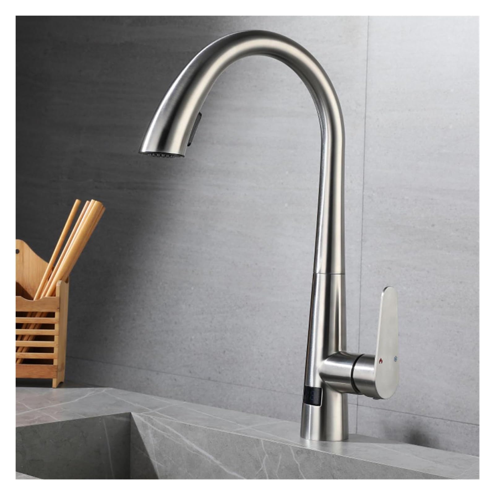 Grifo de cocina digital extraíble monomando de acero inoxidable 304 frío caliente dos modos 1