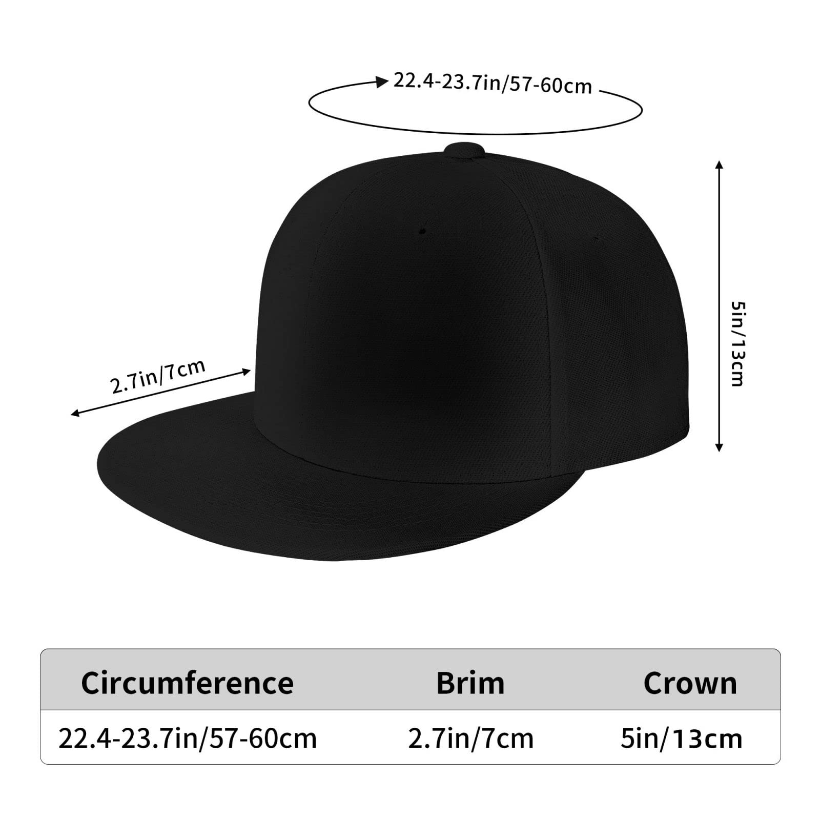 Gorra de béisbol personalizada con visera plana de hip hop para hombre, añade tu propio logotipo de texto y foto, Un solo color: negro y sin encargo 2