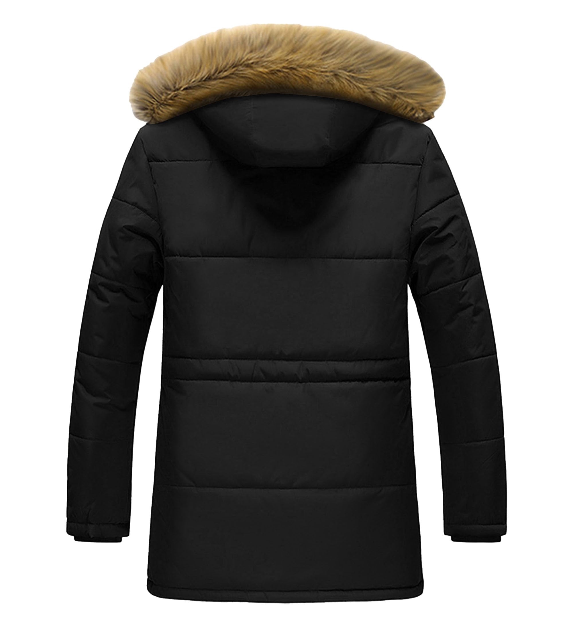 ZDJSWJ Hommes col fourrure capuche duvet épais parka chaud doudoune grande haute imperméable long manteau