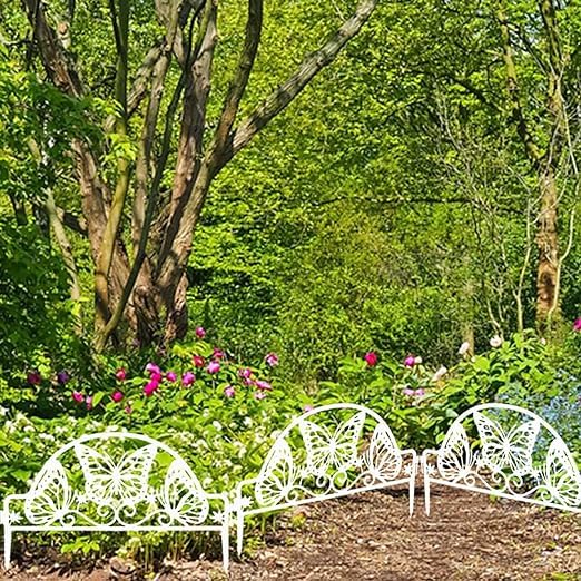Miupoo Plastic Garden Picket Fence Panels,Garden Edging Decorative Border,Decorative Garden Fence,Flowerbeds Plant Borders,8 Pieces,Overall 368cm,White - Image 4