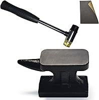 NewFe Mini Iron Horn Anvil & Rubber Hammer Set - 1.1 lb Forged Bench Block for Jewelry Making, Metal Stamping, Silversmithing