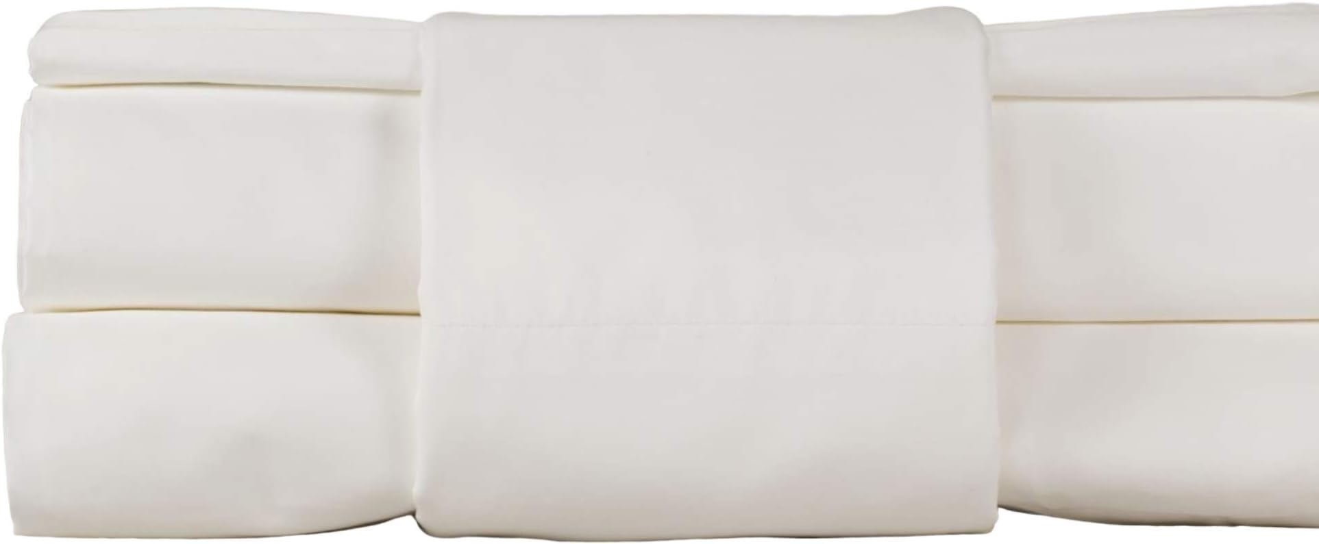 THOMAS LEE 500 Thread-Count Percale, US-Grown Pima Cotton, Classic Ivory, Bed Sheets & Pillowcases Set - Ivory King Sheet Set for Bed
