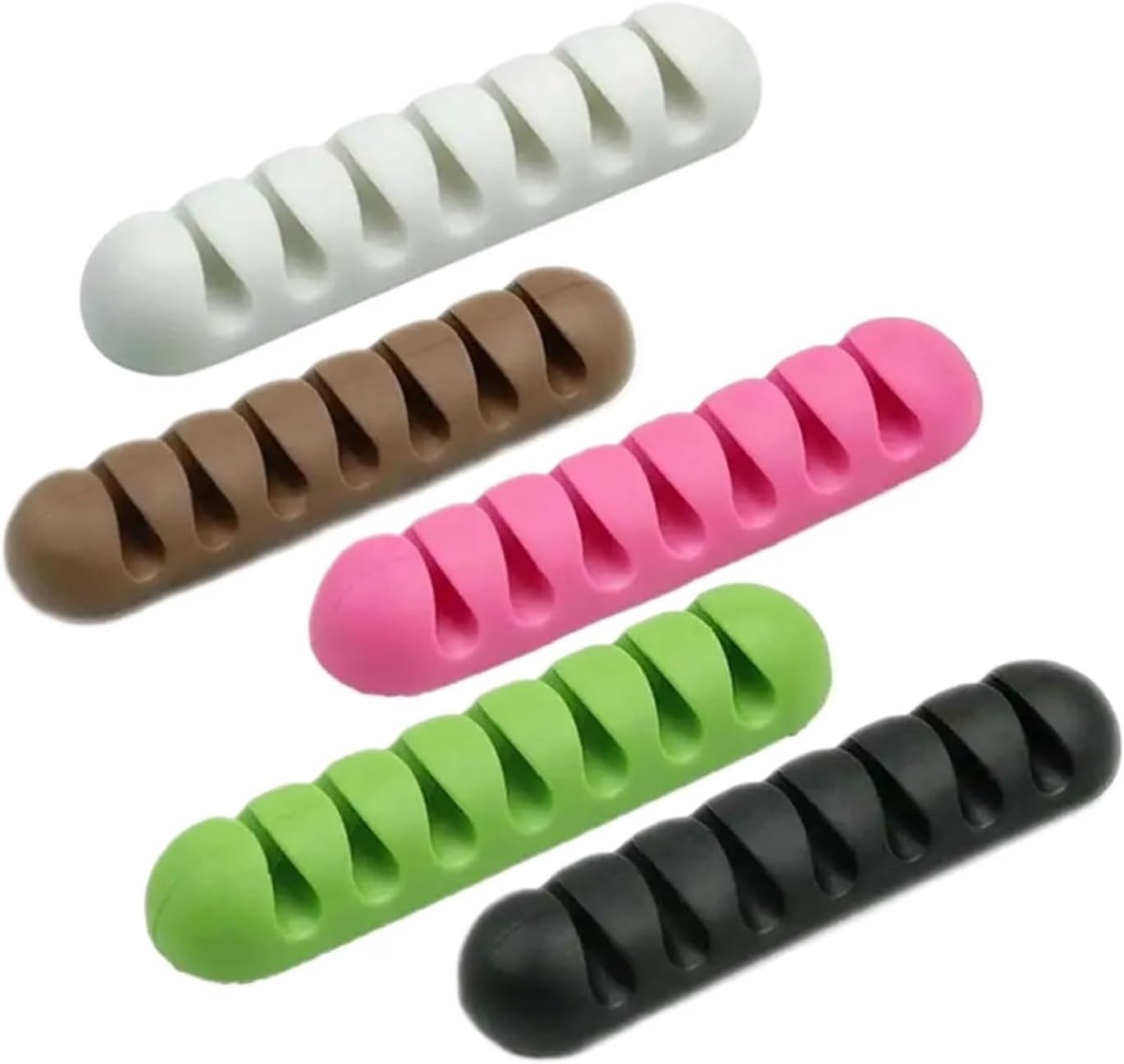 Adhesive Cable Clips 6pcs Cable Organizer Clamp Wire Winder Headphone Earphone Holder Cord Silicone Clip Phone Line Desktop Management for Desk, Wall, Car(Black)