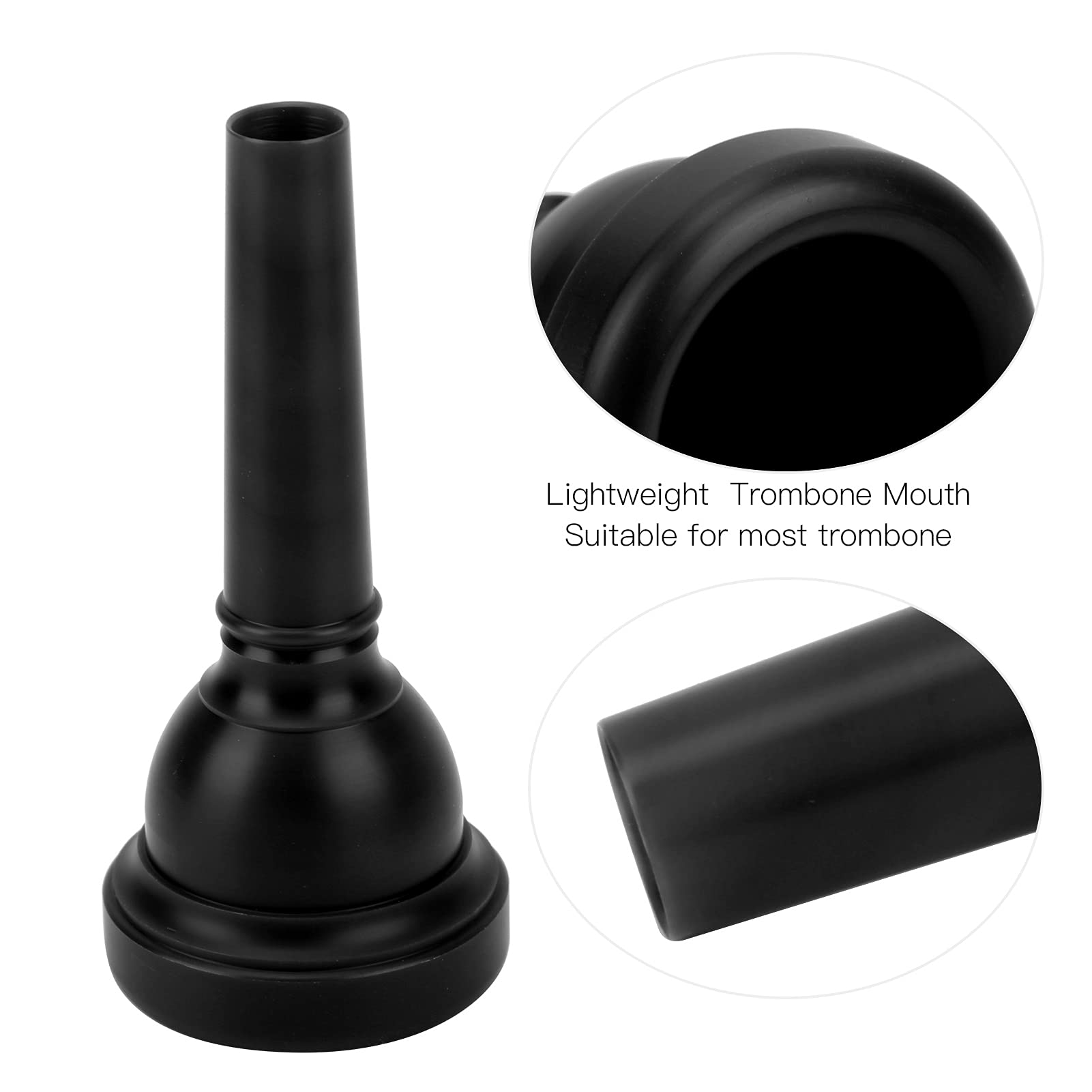 Boquilla de Trombón Alto, MT-22 Boquilla de Trombón Liviana Boquilla Desmontable de Plástico ABS para Principiantes para Niños para Instrumentos Musicales Ejercicio para Regalo(negro)
