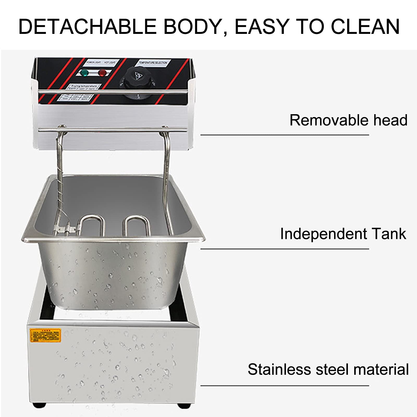 Amazon.co.jp: 業務用ステンレス鋼電気フライヤー、バスケットと蓋付き