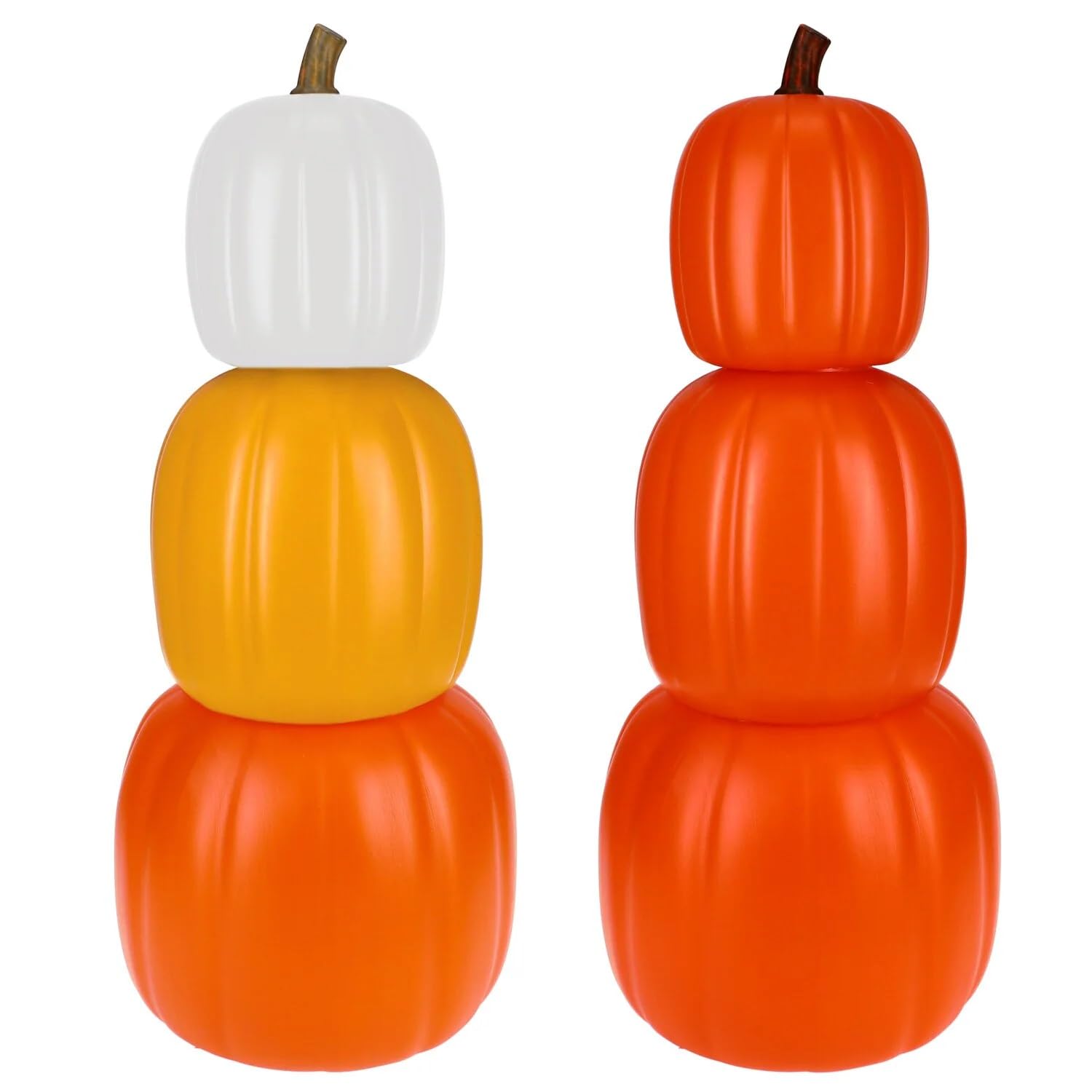 Set of 2 Plastic 24" Stacking Pumpkins 3 PCS Pumpkins Halloween Fall Décor