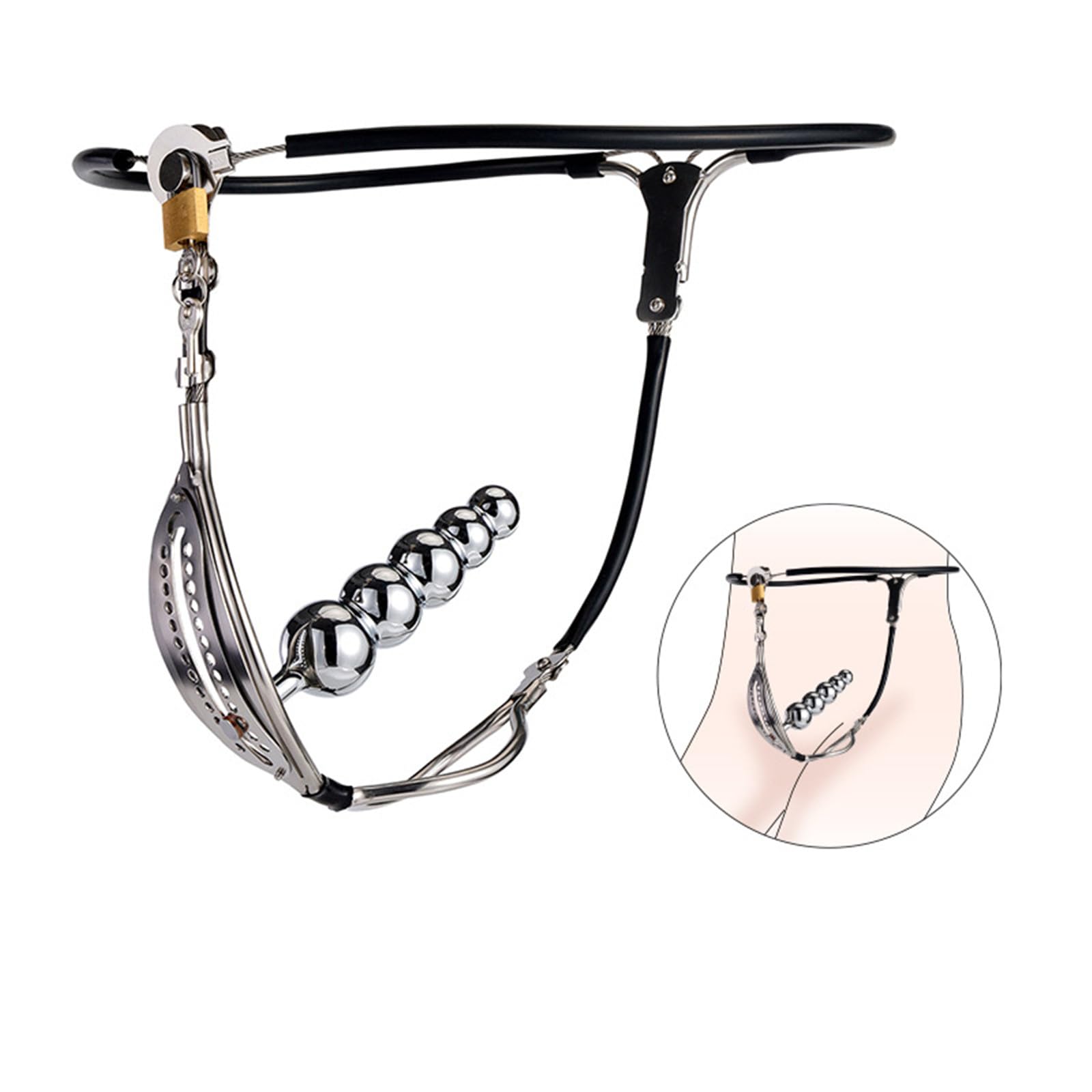 Ceinture de chasteté invisible verrouillable BDSM for femme, ceinture de chasteté en acier inoxydable, sous-vêtements for femme, pantalon de chasteté avec bouchon vaginal, jeu adulte BDSM for