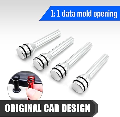 Miniatura 5 de jokormo Kit de 4 pestillos para puerta de automóvil, 1.93 x 0.47 pulgadas, aleación de color sólido, perilla de bloqueo de puerta interior,