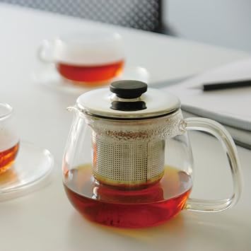 KINTO 8308 Unita Teapot, 15.2 fl oz (450 ml), Stainless Steel, Dishwasher Safe, Heat Resistant Glass