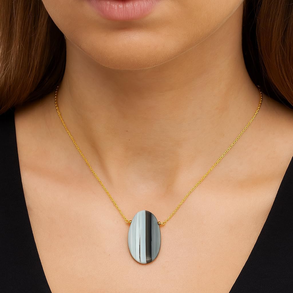 Natural Dainty Pendant Necklace, Cabochon Crystals, Handmade Dangle Jewelry, Genuine Gemstone Pendant, Gift For Her,18 inch Gold Plated Adjustable Chain, Christmas Gift - Image 6