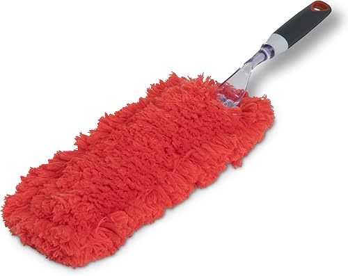 Smart Design Plumero de mano de microfibra plana Cómodo mango de varilla de agarre antideslizante Lavable a máquina y reutilizable Cepillo de