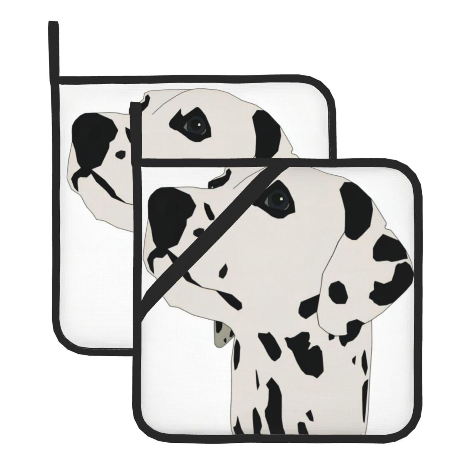 YYHWHJDE Dalmatian Prints Square Hot Pads for Kitchen Counter - Waterproof Pot Holders, Durable Oven Mitt Layers with Hanging Loop, Heat Resistant Trivets (2-Pack)