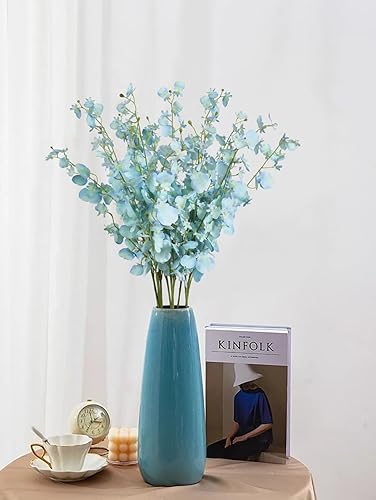 Miniatura 8 de Orquídeas artificiales, 10 unidades (cada una de 37 pulgadas) orquídeas artificiales de tallo largo, flores artificiales de seda falsas para