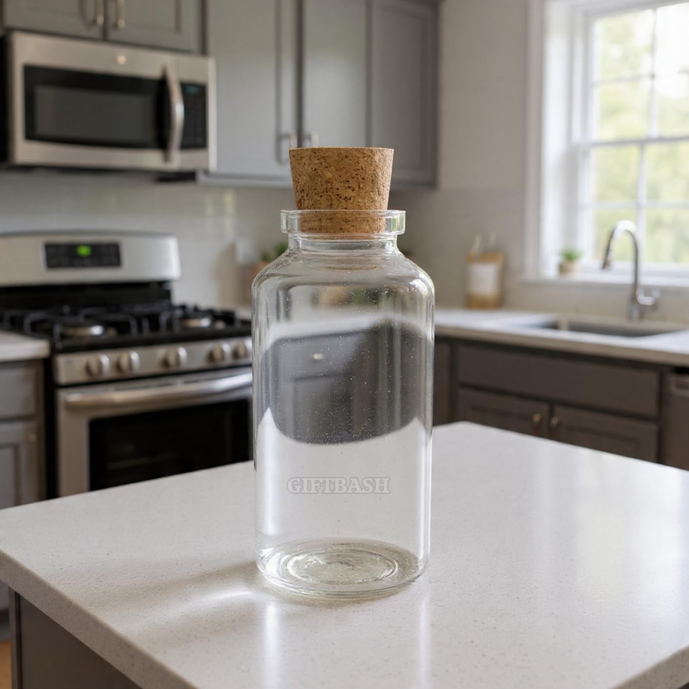 GIFTBASH Premium Borosilicate Glass Bottle with Cork Lid, Set Of 4, 100ml Each | Bottles for fancy Gift boxes and hampers | Can store oils | Kitchen Organizer | Multipurpose Bottles