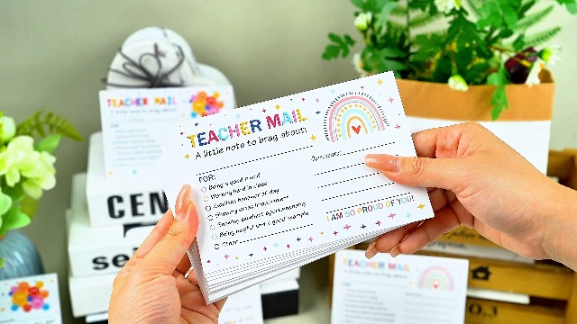50Pcs Teacher Mail Notes To Parents, Boho Rainbow Postcards Classroom Good Behavior Incentive Cards Send Home Kindergarten Elementary Preschool Teacher S - View #8