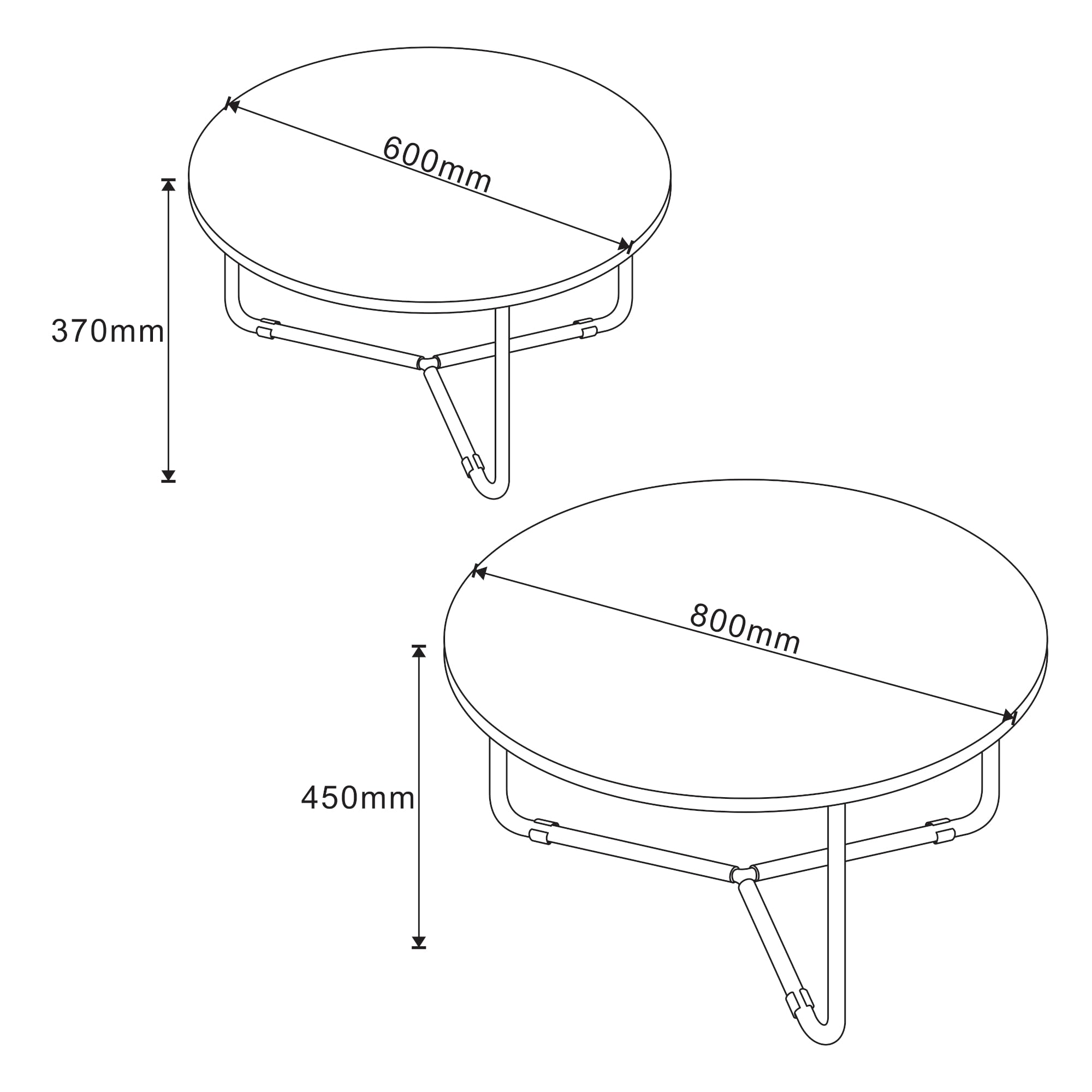 [en.casa] Set di 2 Tavolini Sovrapponibili Tavolini Bassi da Salotto Tavolini Moderni in Altezze Diverse Piano Tavolo Rotondo Effetto Marmo Nero