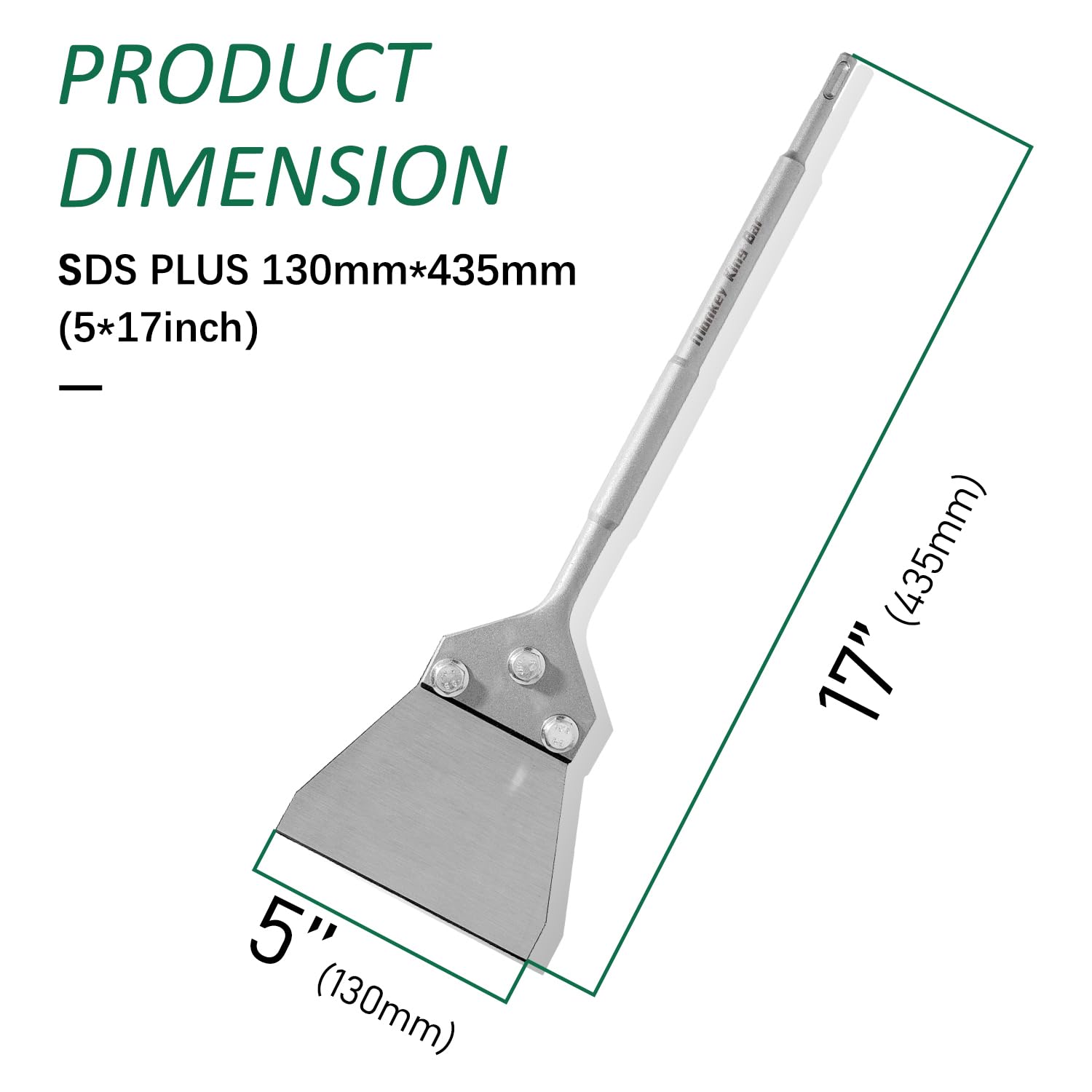 MonkeyKingBar - Rascador de suelo SDS PLUS de 5 x 17 pulgadas -SDS Plus para quitar azulejos, funciona con martillo giratorio SDS-Plus, incluye pernos y tuercas