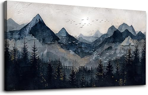 Wapluam Lienzo enmarcado para decoración de pared, pintura de pared vintage en blanco y negro, arte de pared para sala de estar, imágenes abstractas