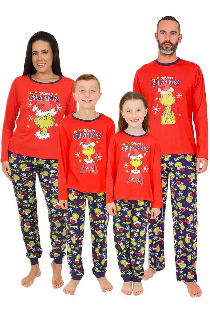 The Grinch Merry Grinchmas Matching Red Family Christmas Long Pyjamas